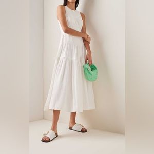 AJE Tidal Corset Linen Blend MIDI Dress White Au 14 US 10